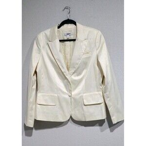 Isaac Mizrahi Women's Ivory/Cream Blazer With Lace Trim Interior In EUC, Size 12